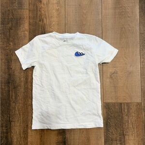 Nike White Tee with Small Blue Wave Logo